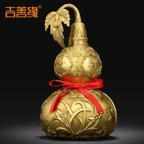 铜韵生辉 客厅办公室纯铜葫芦摆件的吉祥艺术